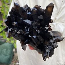 6.2lb Large Natural Black Smoky Quartz Crystal Cluster Rough Mineral Specimen picture