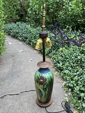 Vtg Floral Arts & Craft Bradley And Hubbard Style Pottery Lamp Works picture