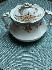 Porcelain Royale Pitcairns Brown White Aquilla Sugar Bowl Biscuit Jar Tea Caddy picture