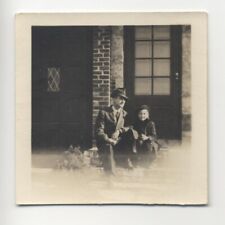 VTG 1950s Father Daughter on Stoop Photo 2.75