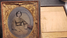 Civil War Era Pretty Young Woman Brooch Daguerreotype Union Case Antique Photo picture