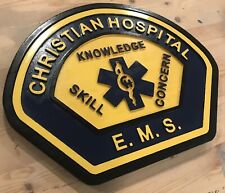 Fire Department EMS Christian Hospital routed wood patch plaque sign Carved picture