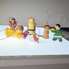 6 Vintage Wooden Christmas Ornaments Lot Some Are Signed  Holiday Decor Unique picture