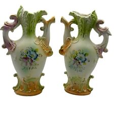 Antique Victorian Hand Painted Water Pitcher Collectables Porcelain Flowers picture