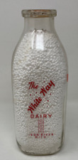 Vintage The White Way Dairy Milk Bottle Iron River, MI Red lettering 1 quart picture