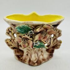 Vintage 1940's  Ceramic Vase With Hand Painted Floral Design & Gold Gilding picture