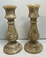 Genuine Solid Onyx Candlesticks made in Crete Greece 71/2