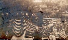 1910's RPPC PATRIOTIC POLITICAL SPEECH? AMERICAN FLAGS BUNTING BAND MUSICIANS picture