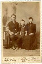 CIRCA 1890'S CABINET CARD Beautiful Family With 2 Daughters Feay Evansville IN picture