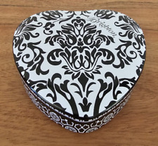 Brighton Black & White Heart-Shaped Jewelry Gift Tin Metal Container Only Empty picture