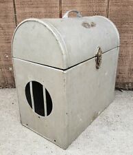 Rare Antique Vintage Art Deco Metal Cat Dog Pet Animal Carrier Steampunk Retro picture