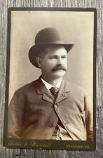 Antique Cabinet Card Of A Man With A Thick Mustache Wearing A Hat Bradford, PA picture