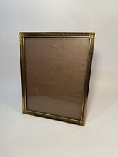 Vintage Ornate Gold Brass Picture Frame Flower Corners Metal Stand Wall Hooks picture