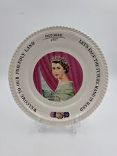 Queen Elizabeth II Commemorative Plate 1st Royal Visit to USA October 1957 picture