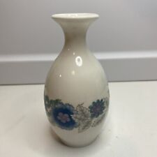 Vintage Wedgwood Clementine Bone China Vase White with Blue Flowers England picture