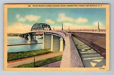 Buffalo NY-New York, Peace Bridge Across River, Vintage c1946 Postcard picture