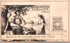Wilson Packing Co Canned Ham Tongue Axe Tree Stump Picnic Cow Lunch HQV1 picture