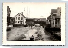 Wd3  Original Photo 1950's Flooded street cars / homes 193a picture