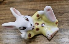 Hysterical Vintage Japanese Ceramic Bunny Rabbit Figurine In A Spotted Pajamas picture