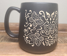 Matte Black Dollywood Embossed Butterflies Ceramic 18 oz Souvenir Coffee Mug picture