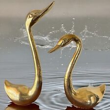 Vtg Pair of 2 Luxury Brass Swans Extra Large Art Sculptures 24