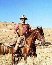 Famous Actor JOHN WAYNE on his horse Glossy 8x10 Photo Cowboy Film Print Poster picture