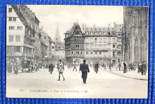 Vintage c1910 Place de la Cathedrale Square Strasbourg France Postcard picture
