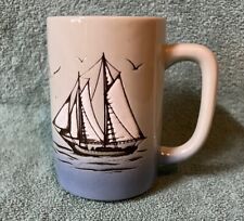 Vtg Otagiri Tall Size Mug Cup Sail Boat Ship Seashore Seagulls Nautical Ceramic picture
