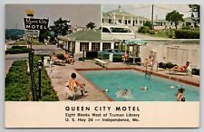 Independence MO QUEEN CITY MOTEL E. 24 Hwy. w Restaurant On Grounds  POSTCARD picture