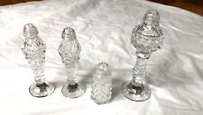 4 Vintage Czech cut glass salt and pepper shakers picture