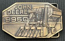 John Deere 9950 Belt Buckle Vintage 1985 Combine Harvester Cotton Tractor picture