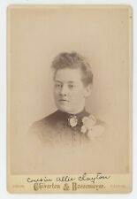 Antique c1880s ID'd Cabinet Card Beautiful Woman Named Allie Clayton Dixon, IL picture