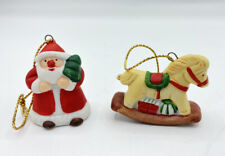 Miniature Christmas Figures Ornament Santa and Rocking Horse Russ Berrie & Co picture
