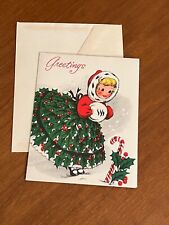 Vintage MCM Christmas Card Small Size With Envelope Unused American Greeting USA picture