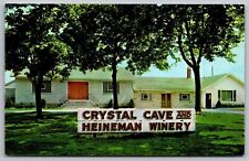 Put In Bay Ohio Crystal Cave & Heineman Winery Exterior Chrome Postcard picture