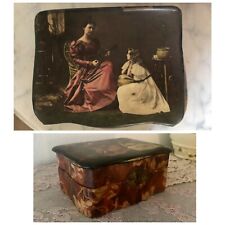 Antique Victorian Celluloid Box Lady Plays Mandolin c. 1899 Alfred S Campbell Co picture