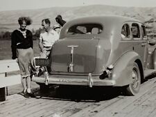 (AnE) 1937 FOUND  Photograph 1936 Oldsmobile Black & White Border License Plate picture