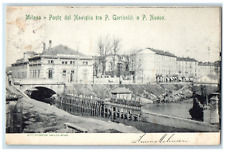 c1900's Naviglio Bridge Between P. Garibaldi and P. Nuova Milan Italy Postcard picture