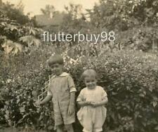 Z339 Vtg Photo POSING BY THE FLOWER BUSHES c 1920's 30's picture
