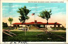 Postcard KS Independence Kansas Shelter House & Sunken Garden c1940 picture