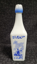 Vintage Vandermint Empty Liquor Bottle w/Tulip Cap, Dutch Windmill Blue & White picture