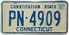 Vintage Connecticut 1977 License Plate PN-4909 on Limited Issue White Base picture