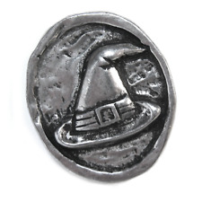 Witch's Hat Pocket Stone NEW Pewter Amulet Worry Token Altar Coin Wicca Witch picture