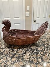  Vintage Thanksgiving Turkey Wicker Bread Baskets Serving Bowl picture