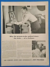 1942 Pullman Train Car Vtg 1940's Print Ad Why the groom-to-be walked down... picture