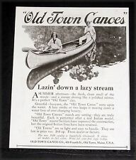1924 OLD MAGAZINE PRINT AD, OLD TOWN CANOES, LAZIN' DOWN A LAZY STREAM, SUMMER picture