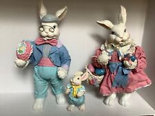 Vintage Fabriche Clothique Mr Mrs Bunny Rabbits Midwest of Cannon Falls Figurine picture
