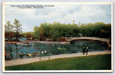Original Vintage Antique Postcard Central Park Swan Bridge Lake New York City picture