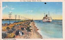 Miami FL Florida Rickenbacker Causeway Railroad Train Tracks Vtg Postcard X9 picture