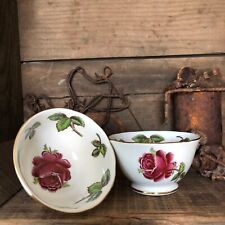Royal Chelsea, 4193A Rare Pattern, PAIR of Mini Bowls, Red Rose & Gold, England picture
